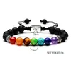 Yoga hecho a mano 7 Chakra árbol de la vida pulseras con dijes piedras de lava cuentas multicolores pulsera de cuerda mujeres hombres pulseras brazaletes GD38