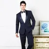 Latest Design One Button Navy Blue Wedding Groom Tuxedos Shawl Lapel Groomsmen Men Suits Prom Blazer (Jacket+Pants+Tie) NO:2078