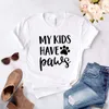 I miei bambini hanno zampe cane gatto mamma Stampa maglietta da donna in cotone Casual maglietta divertente per Lady Girl Top Tee Hipster Drop Ship NA34111190105