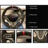 Black Suede Car Steering Wheel Cover for Honda Civic Civic 8 2006-2009 Old Civic 2004-2011 3-Spoke211I