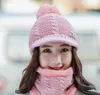 Calymel Scarf and Hat Sets Protector快適な冬のベルベットの肥満野球の帽子暖かいネッカーチオの女性ニットウールキャップ