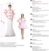 Vestido de Noiva 2020 Kurze Kleider Zwei Stücke Abnehmbare Zug Bogen Hochzeitskleid Lange Ärmel Peer Hals Spitze Illusion Brautkleider