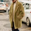 겨울 가짜 양털 남자 자켓 코트 긴 소매 패션 버튼 Outwear 2019 솔리드 카디건 따뜻한 솜털 긴 오버코트 남자가 ly191206