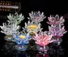 Feng Shui Kryształ Kryształ Lotus Flower Crafts Szklany Uchwyt Świeca Ozdoby Figurki Home Wedding Party Decor Prezent Pamiątkowe