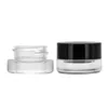 Food Grade Non-Stick 3ml 5ml Glass Jar Tempered Glass Container Wax Dab Jar Dry Herb Container With Black Lid EEA899