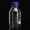 Freeshipping 5 pçs / lote 500ml Garrafa de reagente de vidro Borossilicate Garrafa de capacidade com tampa de parafuso azul Garrafa de laboratório transparente escola ensinar