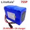 Batería LiitoKala 18650 24v 10ah 7S5P 15A BMS 250w 29.4V 10000mAh fuente de alimentación + cargador 2A