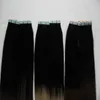 Ombre Color Tape in Hair 100% Real Remy Extensiones de cabello humano 40 pcs 100% Real Remy Straight Invisible Skin Weft PU Tape On Hair Extensions