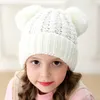14 Stylesbaby Winter Hats Ball Fur Pom Pom chapéus de malha garotas Tansel Caps Caps Crianças Feanie Ski Caps ao ar livre Acessórios Capfe