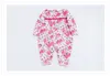 Çiçek Yenidoğan Tulum 100% Pamuk Bebek Kız Tulum + Ayakkabı + Kafa = 3 adet / takım 0-24 Ay Sonbahar / Kış Kız Bebek Tulumlar