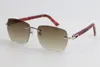 Factory Wholesale Rimless Sunglasses 8100905 Plaid Plank Large Square Sunglasses male and female High Quality Glasses Unisex design