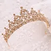 Blue Crystal Women Firma Biżuteria Rhinestone Srebrna złota tiara korony na głowę opaski ślubne ślubne królowe Hair Akcesoria Pageant6185798
