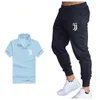 Conjunto de verão masculino negócios casual t camisas + calças duas peças define treino masculino camisa casual camiseta calças de fitness