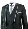 Men's Suits & Blazers 2021 Shiny Black Mens 3 Piece 1 Button Costume Homme Grey Trim Fitted Wedding Party Prom Suit1