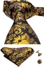 Fast Tie Luxury Black yellow Hanky Cufflinks Sets Men039s Silk Ties for men Wedding Dating BusinessParty Groom N30585847255