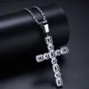Настоящее позолоченное обледенение красочные CZ кубический цирконий крест кулон цепь ожерелье дизайнер роскошный полный Алмаз хип-хоп рэпер ювелирные изделия подарки