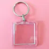 50st Lot Rectangle Heart Round Styles Transparent Blank Acrylic Insert Po Picture Frame Keyring Keychain DIY Split Ring Gift330o