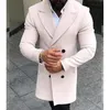 Lã masculina combina inverno moda cardigan homens casaco windbreaker casacos de lapela longa macho jaqueta macho vestuário magro outono