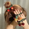Söt körsbärsbåge elastiska hårband för kvinnor flickor hästsvans hållare huvudband sött gummiband scrunchie mode hår tillbehör