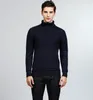 Fashion-Mens Turtle Neck Sweaters Rib Stitch Solid Pullovers 3 Colors Cotton Knitted Long Sleeve Sweater for Autumn and Winter