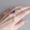 Fashion- roxo multi zircônia cor de prata anel na moda jóias linda dedo de dedo de luxo nova jóias para mulheres