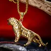 Collana con ciondolo tigre stile hip-hop da uomo Collana con catena tigre animale in acciaio al titanio Gioielli di moda per la festa regalo