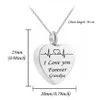 ' I love you Forever' Heart cremation Memorial ashes urn birthstone necklace jewelry Angel wings keepsake pendant for Gr261s