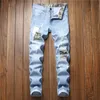 Men's Jeans Patchwork Fashion Casual Slim Design Teared Distressed Camouflage Denim Size28-42