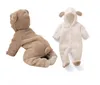 Spring Autumn Baby Clothes Flannel Baby Boy Clothes Cartoon Animal 3D Bear Ear Romper Jumpsuit Warm Newborn Infant Romper