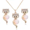 Fashion Opal Jewelry Sets For Woman Cubic zirconia Drop Golden Plated Necklace Pendant Earrings Statement Bridal Wedding Gift2842255