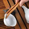 18cm Bamboo Tea Clip Kongfu Tea Wooden Tea Tweezer Multifunction Sugar Salad Toast Food Tongs Kitchen Accessories