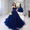 Nuovo abito da ballo blu navy vintage Sweetheart Lace Applique APPLICE ASSEGGIO FORMALE Sweet 15 abiti abiti da festa 2024