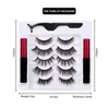 Magnetische wimpers met eyeliner en tweezer 5 paren magnetische valse wimpers 2 stks vloeibare eyeliner make-up set herbruikbare wimper geen lijme heed