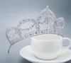 Vintage Queen Crown Tiara Argento Elegante Fascia per capelli da sposa Zircone da sposa Accessori per capelli Gioielli Copricapo Ornamento Prom Copricapo Lusso