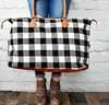 Buffalo Plaid Handbag Large Capacity Travel Weekender Tote with PU Handle Checkered Outdoor Sports Yoga Totes Storage Duffel Bags 10 OOA6397