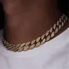 Hiphop Miami Curb Cubaanse Collier 15mm Goud Iced Out Chains verharde steentjes CZ Bling Rapper Kettingen Mannen Sieraden