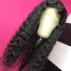 Ricci Parrucche Lace Front Capelli veri Nero Da donna Baby Hair Onda sciolta lunga Parrucca sintetica di ricambio Fibra resistente al calore 180% Alta densità Aspetto naturale