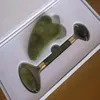 DHL бесплатно Джейд Нажмите Set Gift Box содержит Natural Jade красоты Контейнер Jade роликовый выскабливание доски для лица Массажер