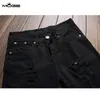 Męskie dżinsy Moge Mężczyźni Bawełniany Zipper Black Jean Fashion Slim Motorcycle Spodnie Męskie Trudne Pantalon Homme de Marque1