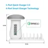 Chargeur 5 ports QC3.0 5USB sortie adaptateur de chargeurs de bureau + lampe de bureau légère avec support de téléphone, pour Samsung HTC Sony Nokia LG Huawei Xiaomi