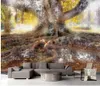 murales de papel pintado 3D para vivir bosque sala de gran árbol pintura de la pared de fondo