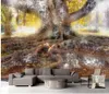 3d murales Wallpaper per soggiorno foresta grande albero dipinto parete di fondo