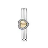 Rose Blozende Romantiek Puzzel Hart Van Gouden Puzzel Cadeauset Ringen Met Kristal 925 Sterling Zilveren Ring DIY Europa Jewelry300c
