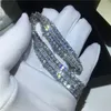 Lyxig kvinnlig vitguldfylld armband t Form 5A CZ Silver Färger Bröllopsarmband för kvinnor Mode Diamond Smycken