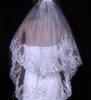 Véu de lantejoulas de noiva 2 camadas borda de renda com véu penteado branco marfim Véus de casamento Tule Velos De Novia Acessórios de cabelo de noiva baratos