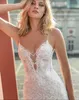 2020 Spaghetti Beach Abiti da sposa Coscia alta fessura Pizzo 3D Appliques floreali Abiti da sposa a sirena Backless Sexy Boho Abito da sposa