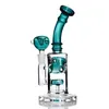 Green color unique glass hookah circulation backflow system smoking pipe with 14mm banger