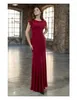 2019 New Dark Red Crepe Sheath Long Modest Bridesmaid Dresses With Cap Sleeves Floor Length Simple Modest Maids of Honor Dress Custom Made