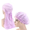 Unisex Silky Durag Lange staart en brede riemen golven voor mannen Solid Wide Doo Rag Elastische GLB Comfortabele slaapmuts