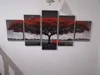 モジュラーキャンバスHDプリントポスターホーム装飾ウォールアート写真5ピースレッドツリーアートシーンランドスケープ絵画フレームワーク2318